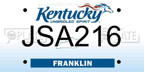 JSA216 Kentucky License Plate