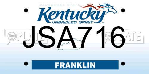 JSA716 Kentucky License Plate