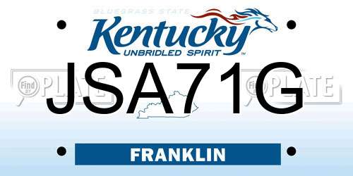 JSA71G Kentucky License Plate