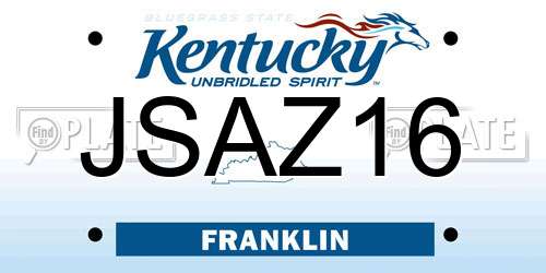JSAZ16 Kentucky License Plate