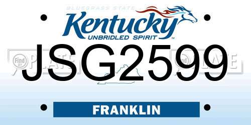 JSG2599 Kentucky License Plate