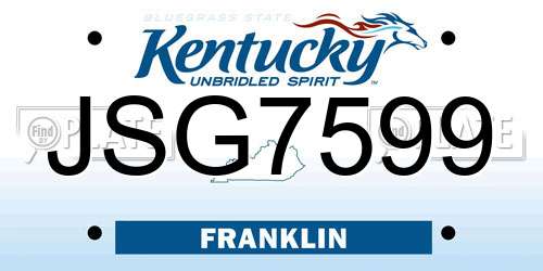 JSG7599 Kentucky License Plate