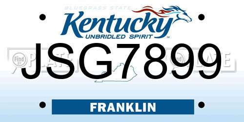 JSG7899 Kentucky License Plate