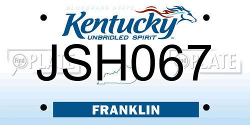 JSH067 Kentucky License Plate