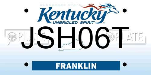 JSH06T Kentucky License Plate