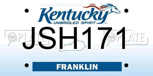 JSH171 Kentucky License Plate