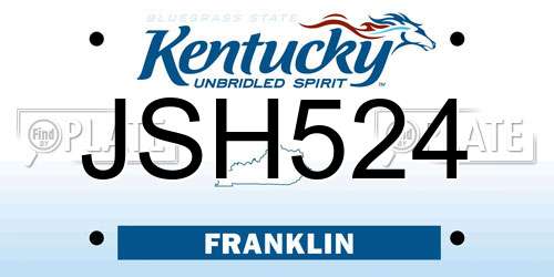JSH524 Kentucky License Plate
