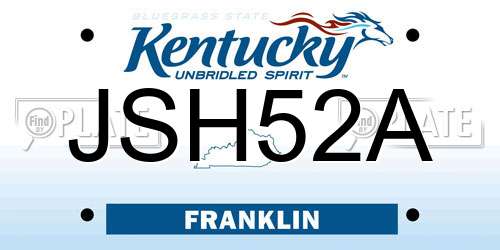 JSH52A Kentucky License Plate