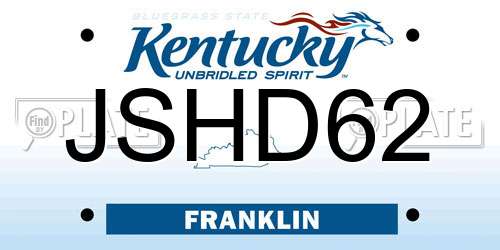 JSHD62 Kentucky License Plate