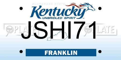 JSHI71 Kentucky License Plate