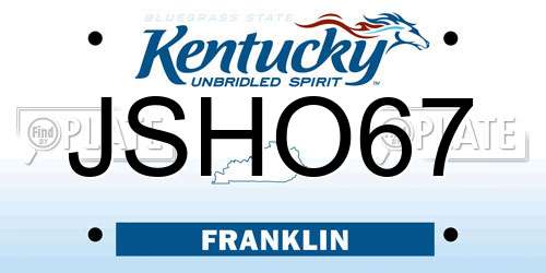 JSHO67 Kentucky License Plate