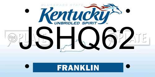 JSHQ62 Kentucky License Plate