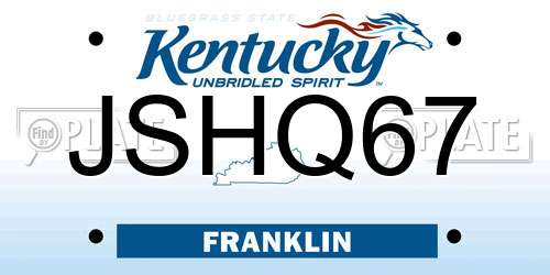 JSHQ67 Kentucky License Plate