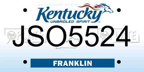 JSO5524 Kentucky License Plate