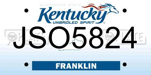 JSO5824 Kentucky License Plate