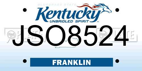 JSO8524 Kentucky License Plate