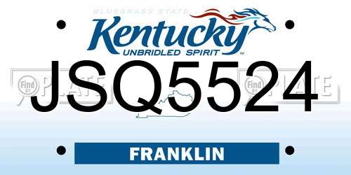 JSQ5524 Kentucky License Plate