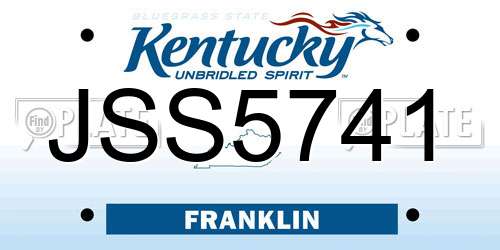 JSS5741 Kentucky License Plate