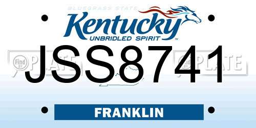 JSS8741 Kentucky License Plate