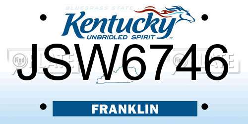 JSW6746 Kentucky License Plate