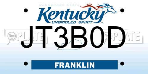 JT3B0D Kentucky License Plate