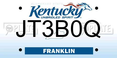 JT3B0Q Kentucky License Plate
