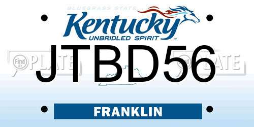 JTBD56 Kentucky License Plate