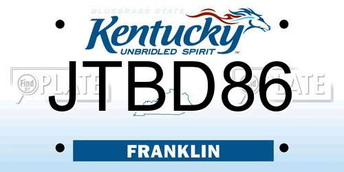 JTBD86 Kentucky License Plate