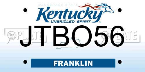 JTBO56 Kentucky License Plate