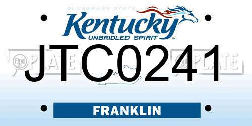 JTC0241 Kentucky License Plate