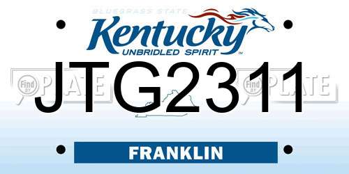 JTG2311 Kentucky License Plate