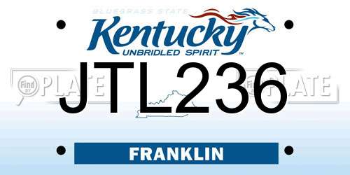 JTL236 Kentucky License Plate