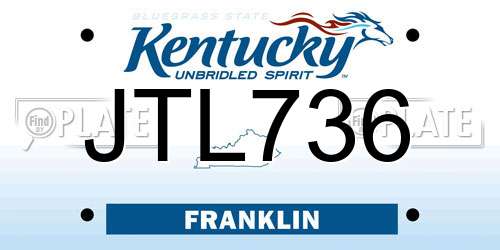 JTL736 Kentucky License Plate