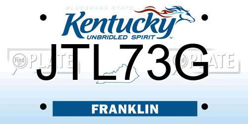 JTL73G Kentucky License Plate