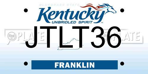 JTLT36 Kentucky License Plate