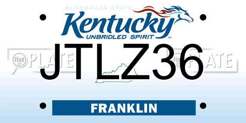 JTLZ36 Kentucky License Plate