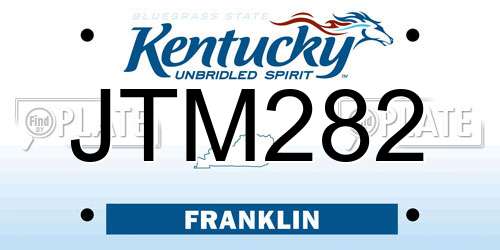 JTM282 Kentucky License Plate