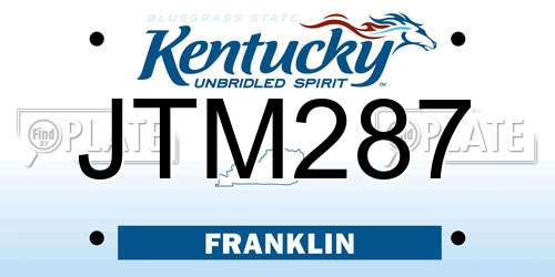 JTM287 Kentucky License Plate