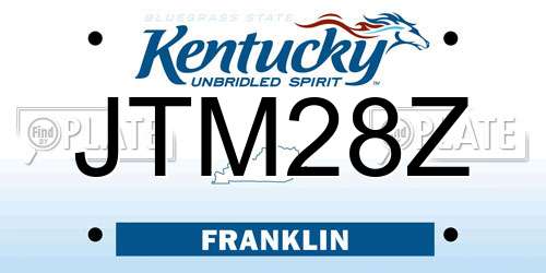 JTM28Z Kentucky License Plate