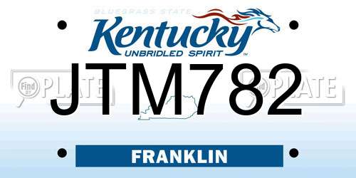 JTM782 Kentucky License Plate