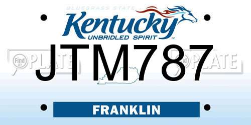 JTM787 Kentucky License Plate