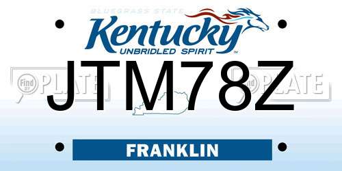 JTM78Z Kentucky License Plate