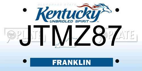 JTMZ87 Kentucky License Plate