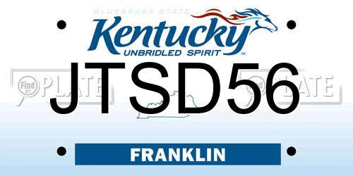 JTSD56 Kentucky License Plate