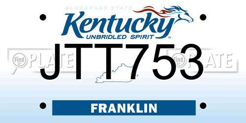 JTT753 Kentucky License Plate