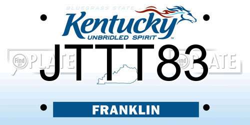 JTTT83 Kentucky License Plate