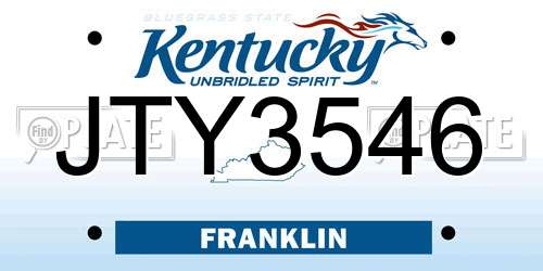 JTY3546 Kentucky License Plate