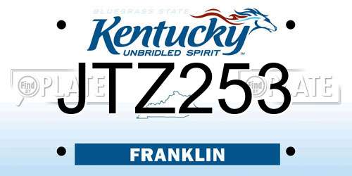 JTZ253 Kentucky License Plate