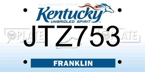 JTZ753 Kentucky License Plate