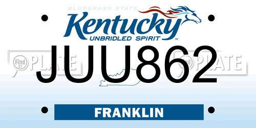 JUU862 Kentucky License Plate